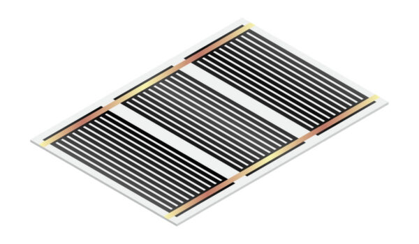 Imagen de una película calefactora con líneas negras paralelas.