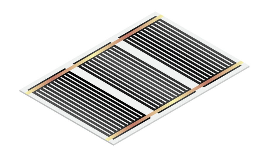 Imagen de una película calefactora con líneas negras paralelas.